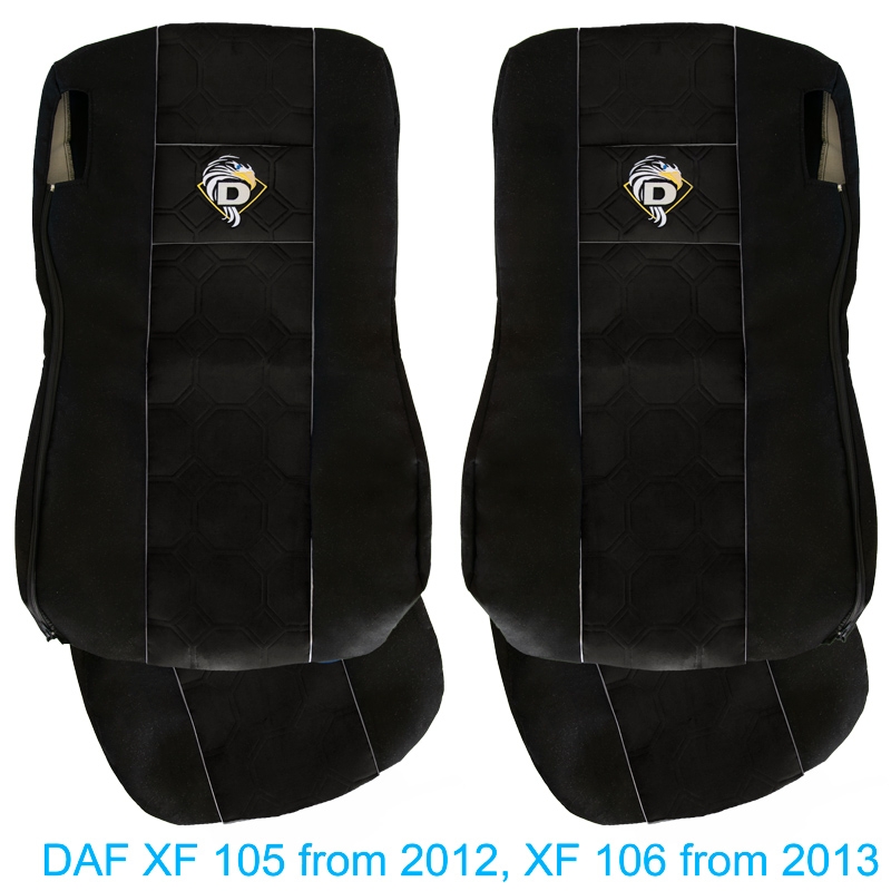 Sitzbezüge für DAF XF 106 LKW Schwarz Blau Leder